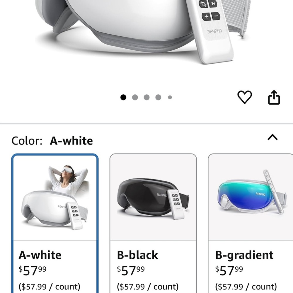 Renpho White Smart Eye Massager with Heat